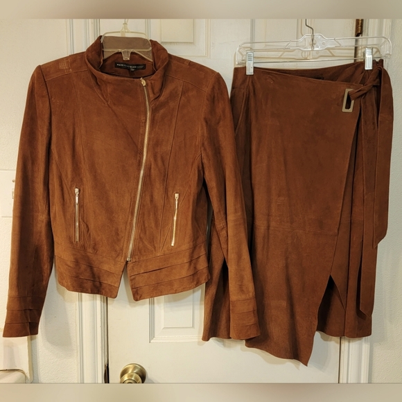 White House Black Market Other - Beautiful WHBM Light Brown Suede Suit. Jacket size XS and skirt size 4.